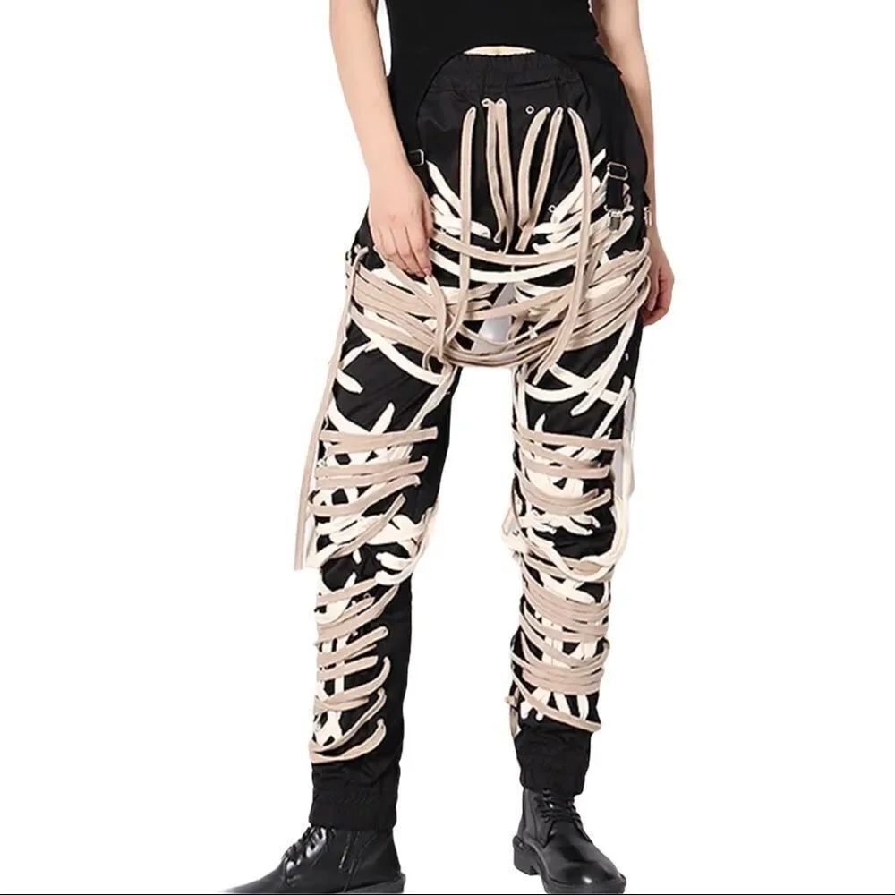 Black Off-White Wide Straps Pockets Jogging Jogger Pants NWT - Picture 2 of 4